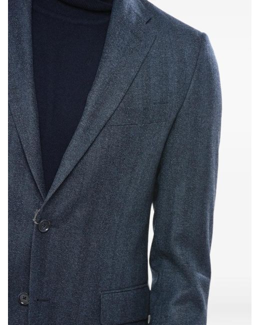 Corneliani Blue Logo-Patch Single-Breasted Blazer for men