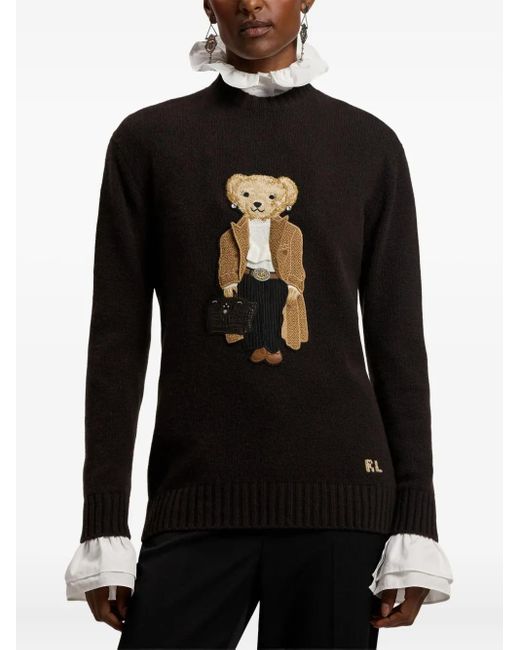 Ralph Lauren Black Polo Bear Cashmere Sweater