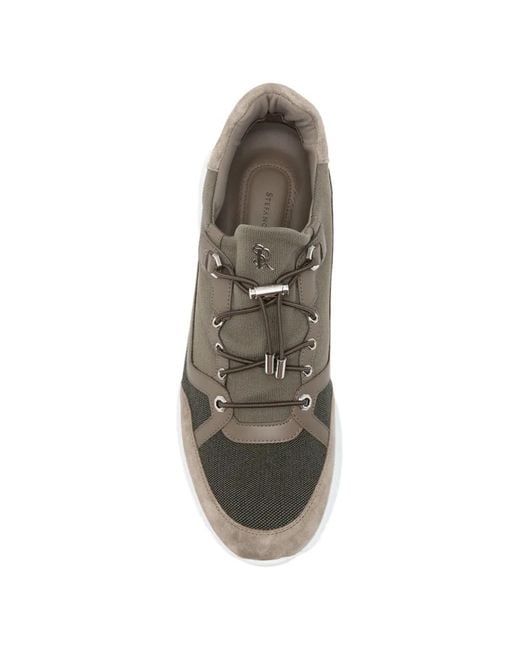 Stefano Ricci Gray Suede-Panelled Drawstring-Fastening Sneakers for men