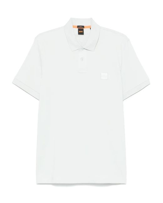 Boss White Cotton Polo Shirt for men