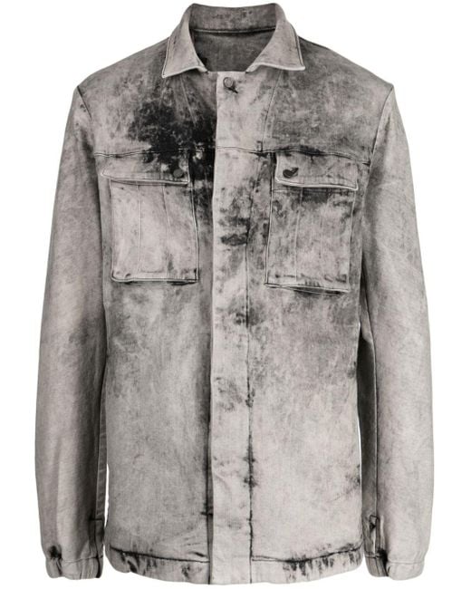 Boris Bidjan Saberi Gray Distressed-effect Cotton-blend Denim Jacket for men