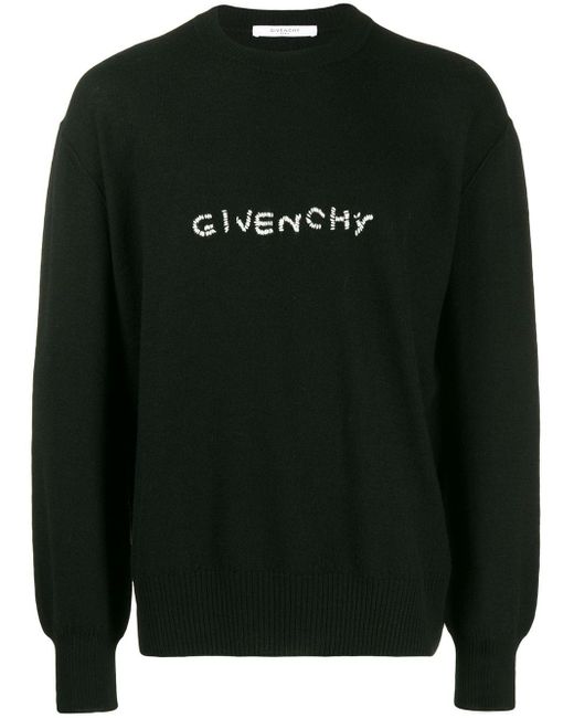 Givenchy Embroidered Logo Sweater in Black for Men - Lyst