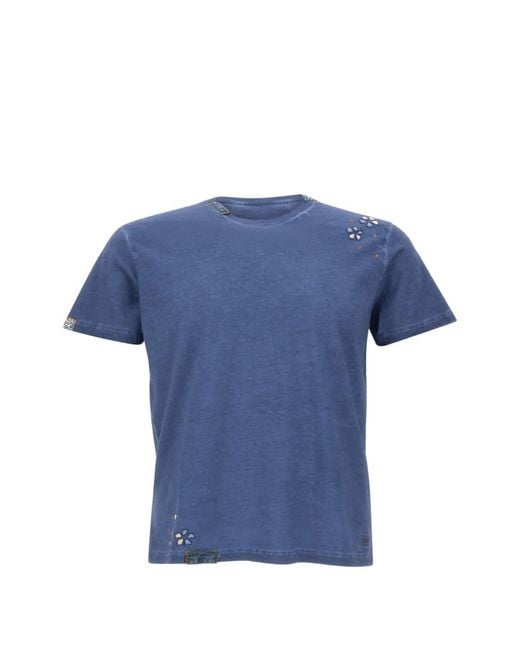 Bob Blue Even Embroidered-Appliqué T-Shirt for men