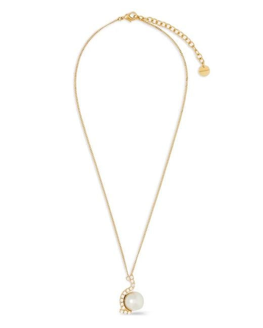 Ferragamo Metallic Collier À Pendentif Orné D'Une Perle