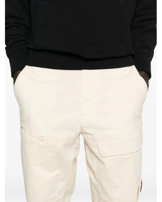 C P Company Natural Relaxed Fit Straight Pants With Minimalist Design And Distinctive Patch for men