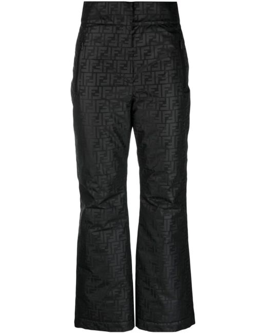 Pantalon droit à logo imprimé Fendi en coloris Black