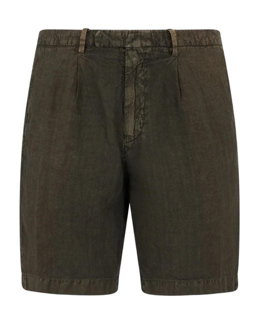 Boglioli Green Garment-Dyed Linen Shorts for men