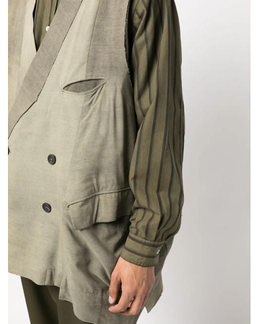 Ziggy Chen Green Asymmetric Double-Breasted Jacket for men