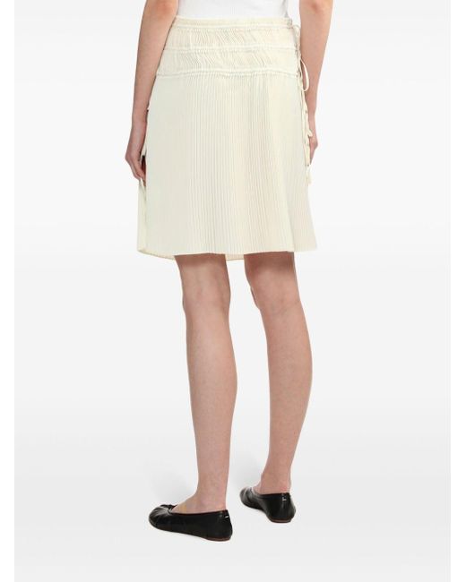 Helmut Lang White Neutral Pleated Satin Skirt