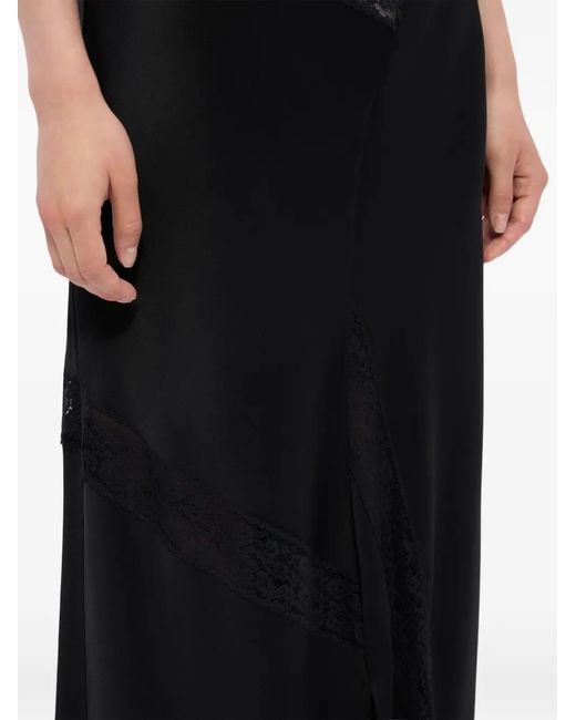 MSGM Black Lace Panel Maxi Skirt