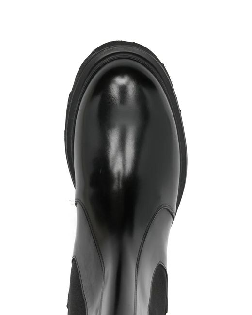 Corneliani Black Platform Pull-Tab Chelsea Boots for men