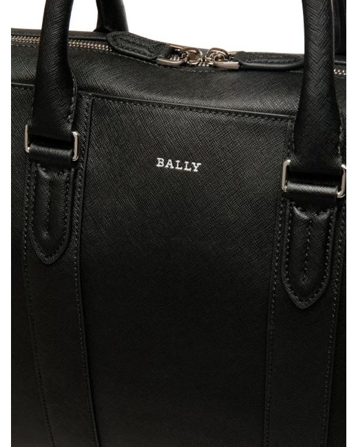 Bally Black Embossed Leather Briefcase for men