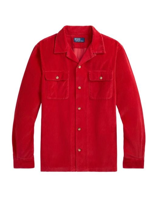 Polo Ralph Lauren Red Corduroy Long-Sleeves Shirt for men