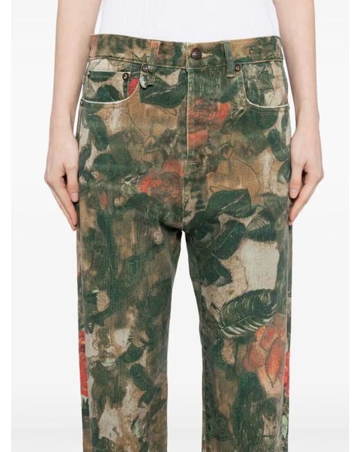 Vaqueros con estampado floral R13 de color Green