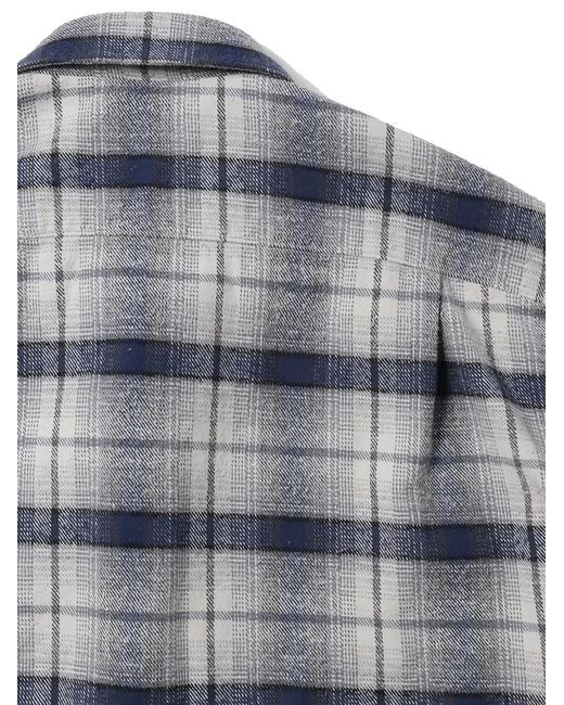 A.PRESSE Gray Checked Long-Sleeve Shirt for men