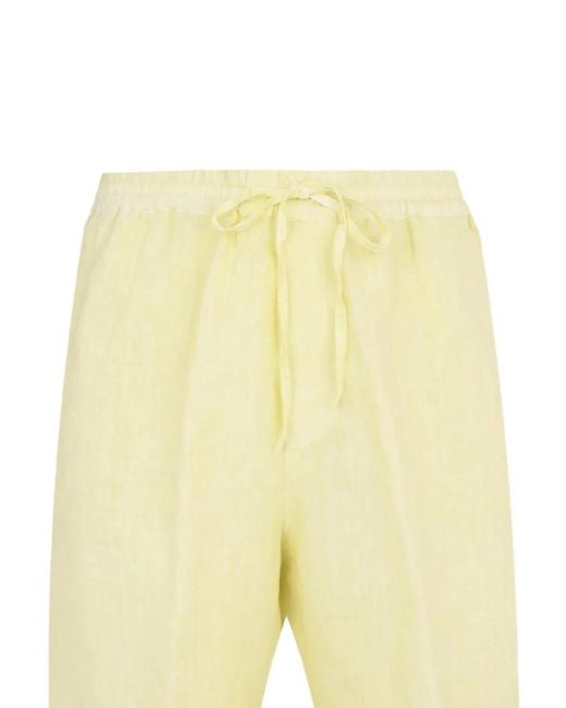 120% Lino Yellow Bermuda À Lien De Resserrage for men