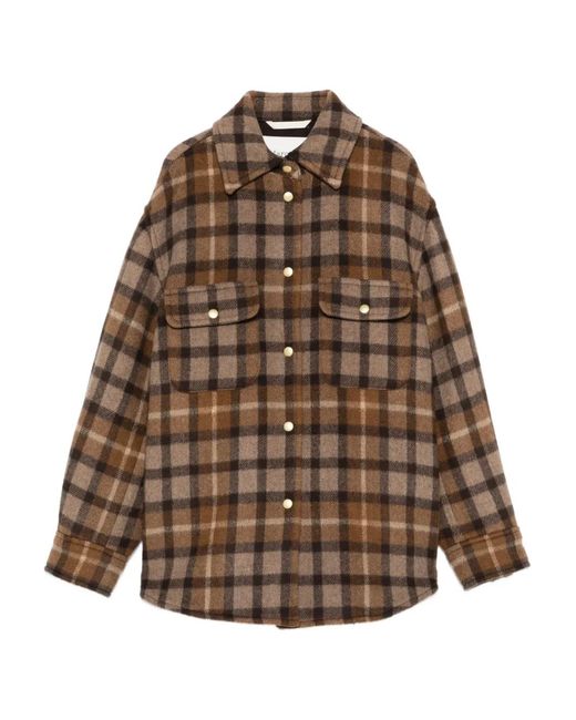 Marc O' Polo Brown Check-Pattern Overshirt