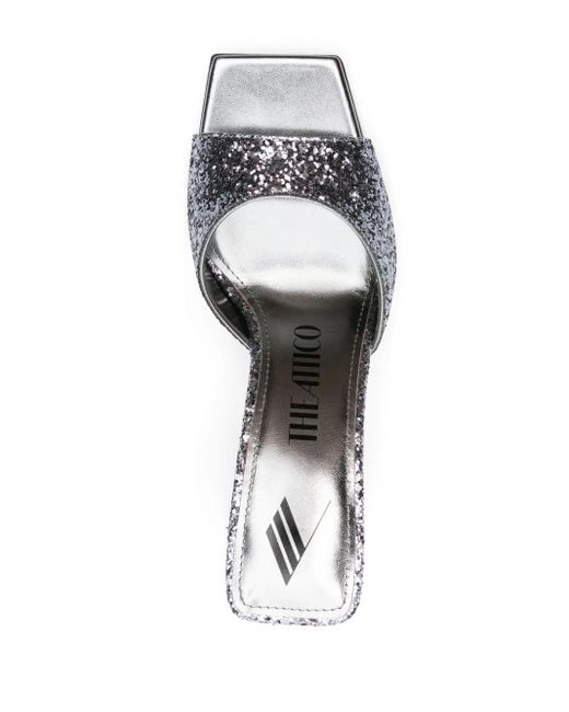 The Attico White Mini Devon Mules Mit Glitter 85Mm