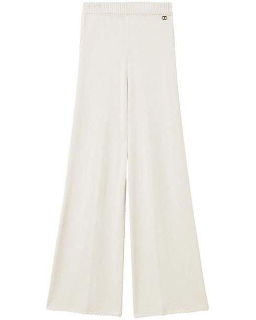 Twinset White Flared Knit Trousers