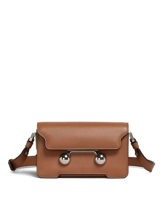 Marni Brown Mini Trunkaroo Leather Shoulder Bag