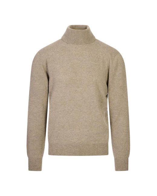 Agnona Natural Turtleneck Long-Sleeve Sweater for men