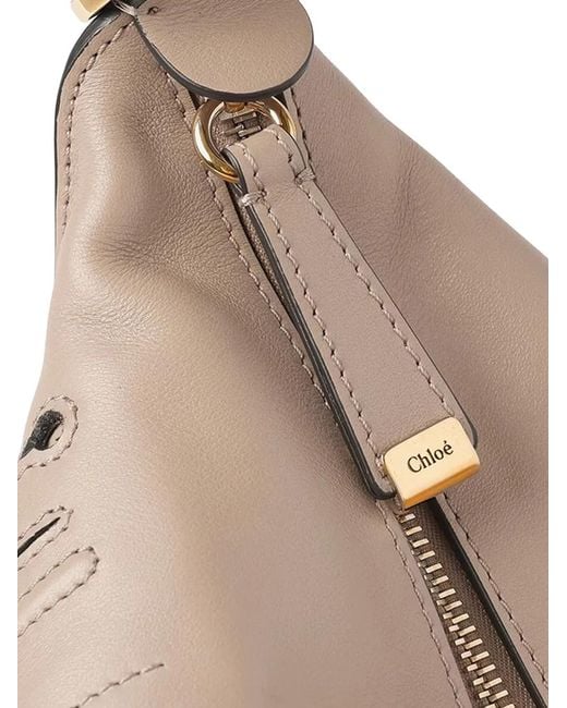 Chloé Natural Small Marcie Leather Shoulder Bag