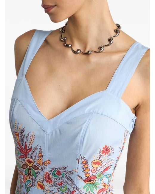 Etro White Paisley-Print Pleated Midi Dress