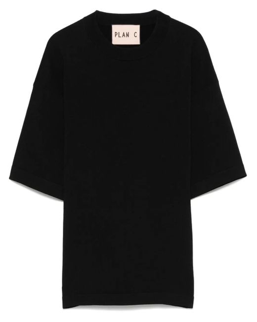 Plan C Black Knitted T-Shirt