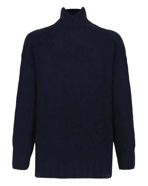 Douuod Blue High-Neck Sweater