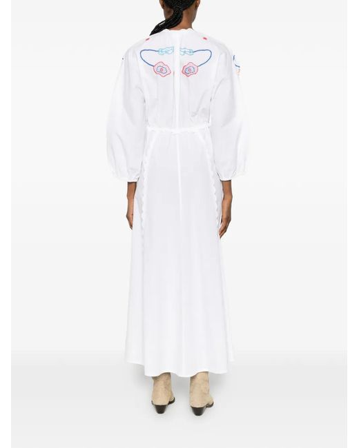 Forte_forte White Floral-Embroidered Cotton Maxi Dress