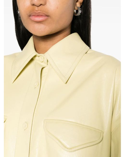 Nanushka Yellow Kaysa Faux-Leather Shirt