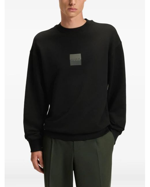 HUGO Black Logo-Print Sweatshirt for men