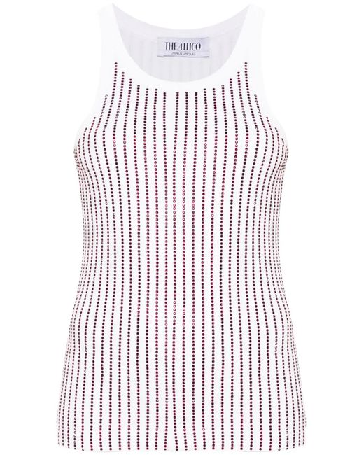 The Attico Tanktop Verfraaid Met Kristallen in het White