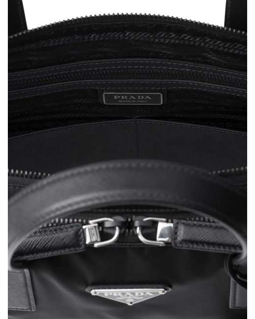 Prada Black Logo-Plaque Briefcase for men