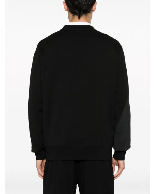 Moncler Black Rubberised-Logo Fleece Sweatshirt for men