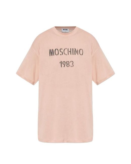 Moschino Pink Logo-Print T-Shirt