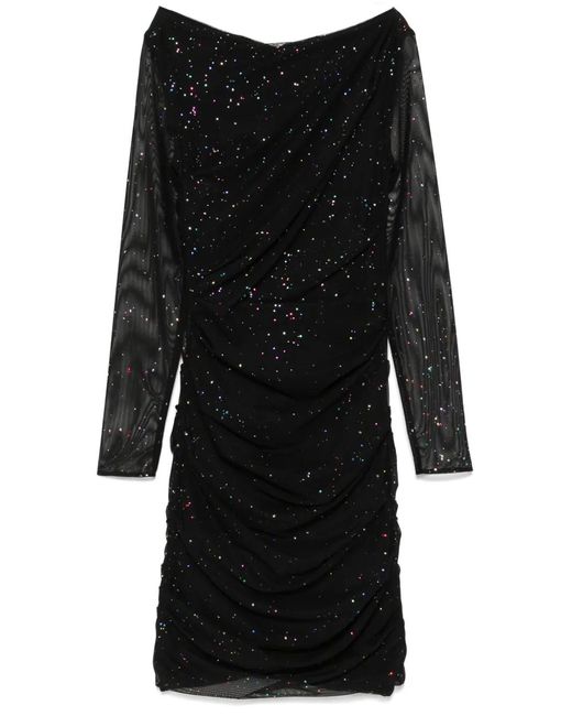 Talbot Runhof Black Glitter-Detailed Mini Dress