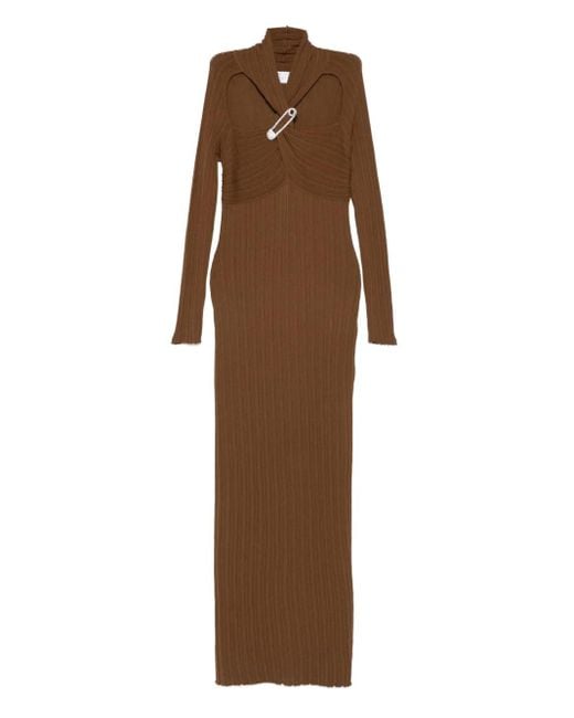 GIUSEPPE DI MORABITO Brown Safety-Pin Ribbed Dress