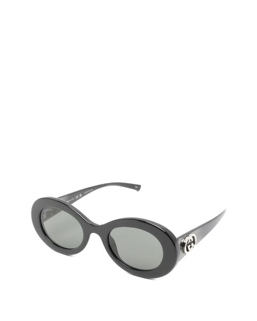 Gucci Gray Interlocking G Round-Frame Sunglasses