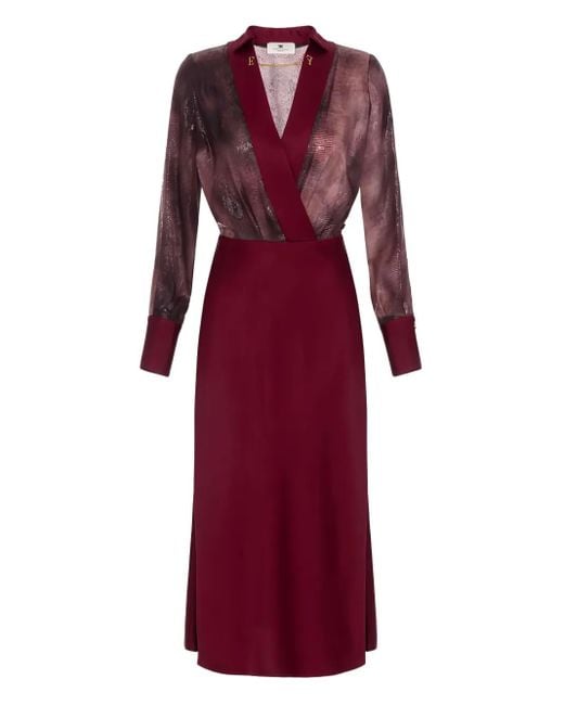 Vestido midi con estampado de piel de pitón Elisabetta Franchi de color Purple