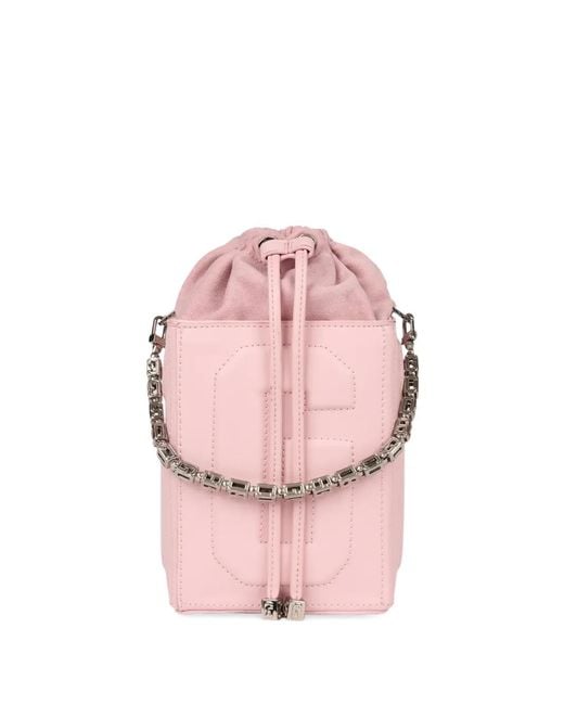 Gcds Pink Logo-Embossed Bucket Bag
