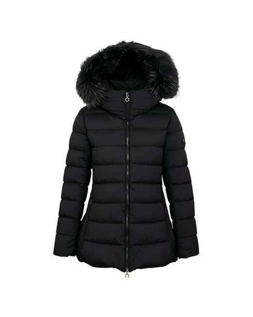 Tatras Black Faux-Fur Trim Padded Coat