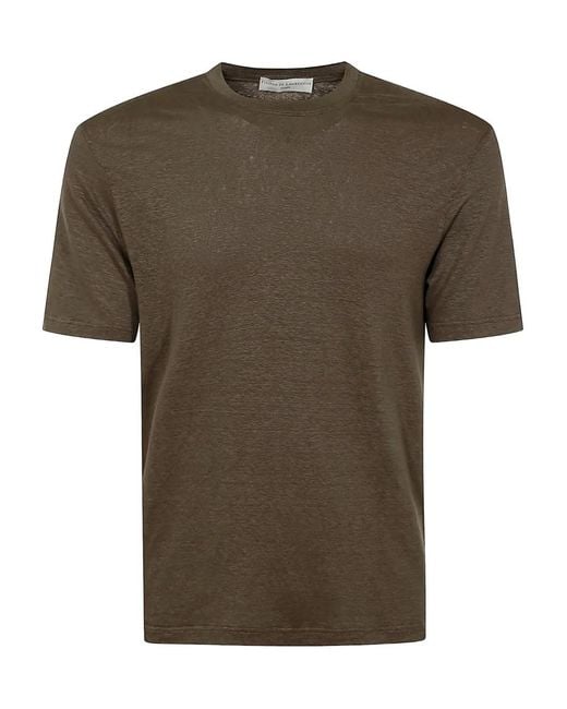 FILIPPO DE LAURENTIIS Green Short-Sleeve Linen T-Shirt for men