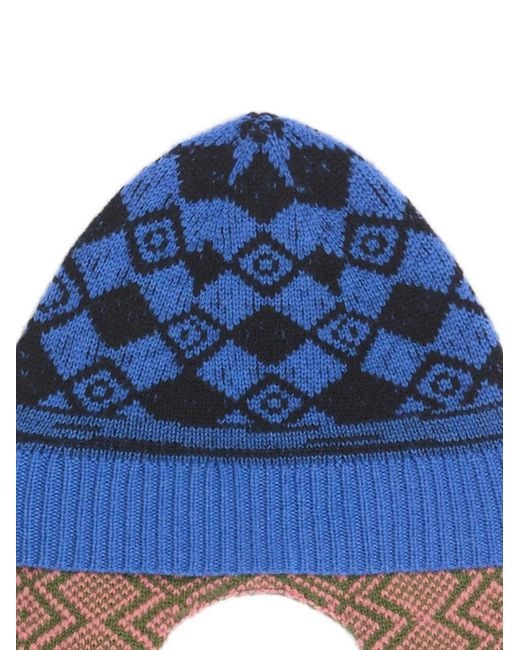 Dries Van Noten Blue Jacquard Wool Hat for men