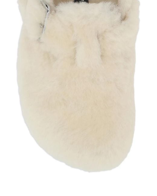 Birkenstock White Boston Shearling Mules