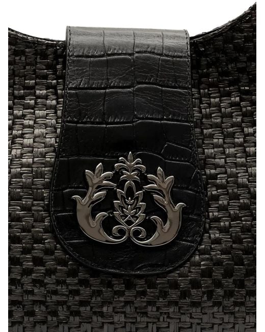 Moon woven embossed shoulder bag Isla de color Black