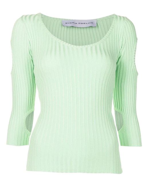 Gloria Coelho Top Met Cropped Mouwen in het Green