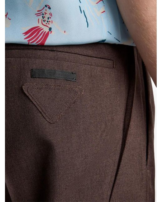 Prada Brown Wool And Silk Trousers for men