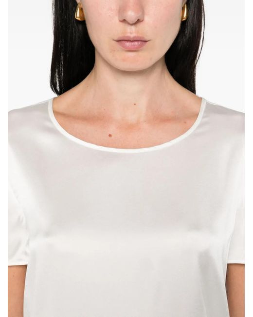 Max Mara White Short-Sleeve Satin Top