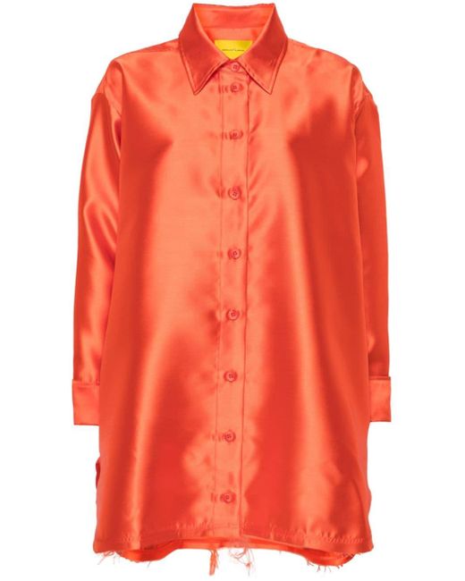 Marques'Almeida Orange Frayed Twill Shirt